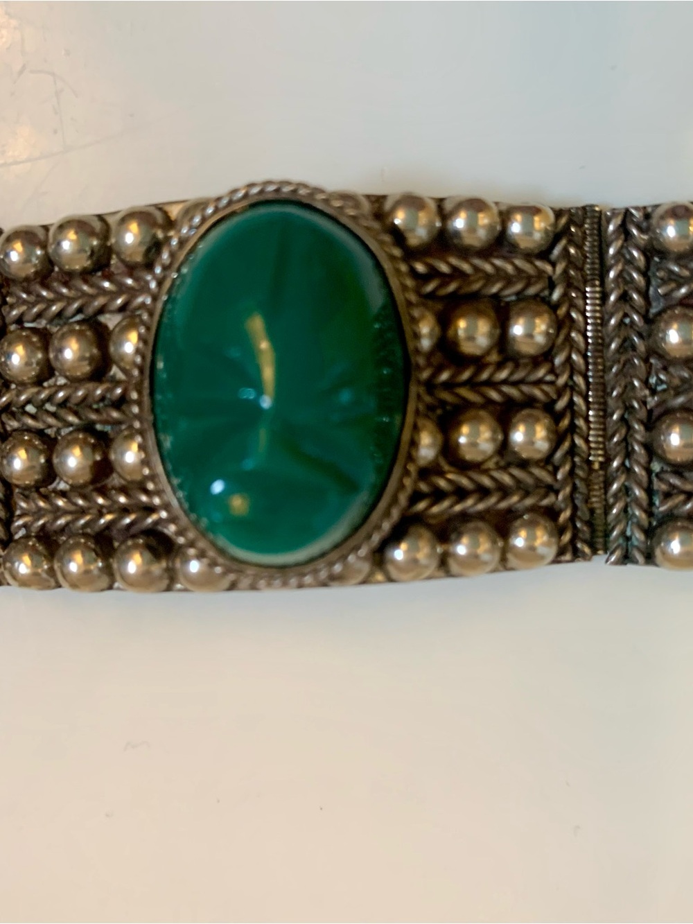 VINTAGE SILVER MEXICAN SILMEX ONYX CABOCHON BRACELET 365 - Picture 7 of 7